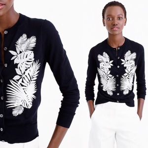 J. Crew Jackie Embroidered Palm Cardigan